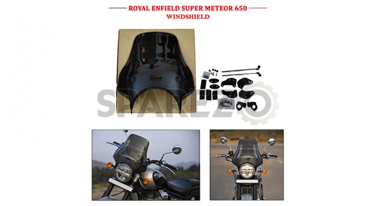 For Royal Enfield Super Meteor 650 Wanderer Premium Windshield Smoked Screen - SPAREZO